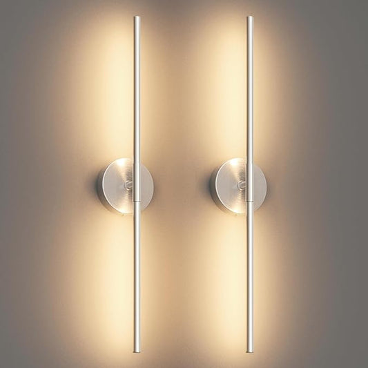 28In Sand Nickel Wall Sconces Set of Two Hardwired 3000K LED Modern Vanity Light 360° Rotatable for Living Room Bedroom Bathroom(2 Pack)