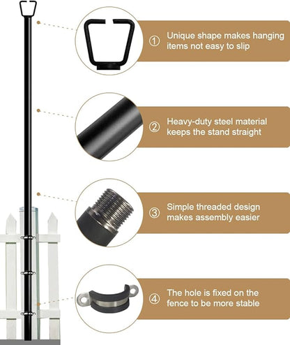 Queension 10FT Deck String Light Poles for Outdoor String Lights for Garden, Backyard, Patio Lighting Stand for Parties, Bistro & Weddings, 2 Pack