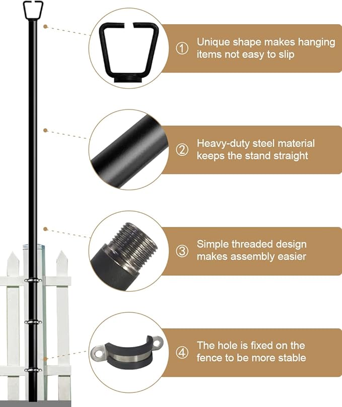 Queension 10FT Deck String Light Poles for Outdoor String Lights for Garden, Backyard, Patio Lighting Stand for Parties, Bistro & Weddings, 1 Pack