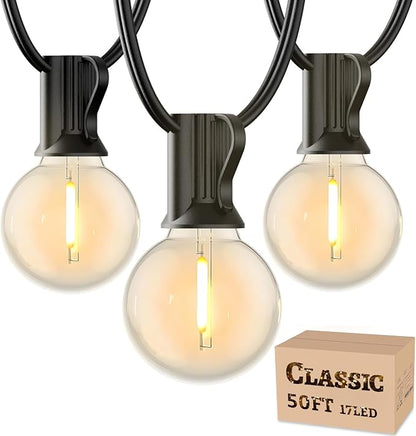RTTY Outdoor String Lights 50 FT, Patio Light for Outside, Waterproof G40 Shatterproof LED Bulbs, Dimmable Hanging Connectable Globe Lighting for Backyard, Porch, Bistro, Balcony, Deck, Warm White