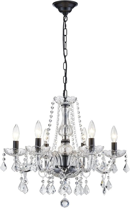 Crystal Chandelier Light Fixture, Modern K9 Crystal Chandelier for Dining Room, Black Ceiling Hanging Pendant Light Fixture for Living Room, Entryway, Bedroom, Hallway, Kitchen Island