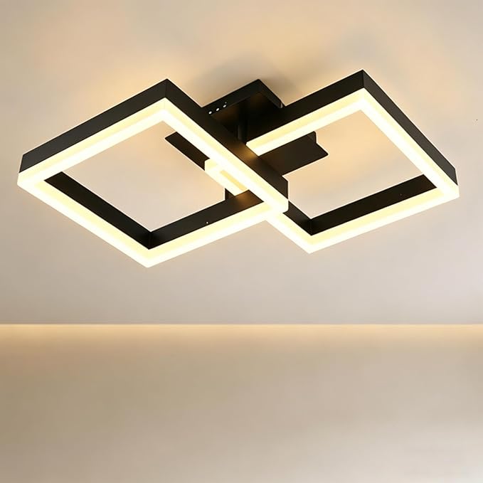 18.5 inch Ceiling Light, 3000K Flush Mount Ceiling Light, Black LED Ceiling Light, Suitable for Living Room, Dining Room, and Bedroom.