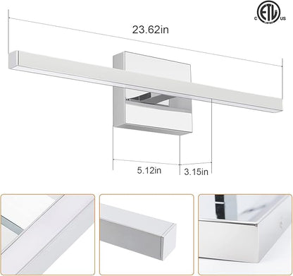 VOLISUN Modern Bathroom Vanity Light 23.6 inch, 14W Dimmable 5CCT Led Bathroom Light Fixture Over Mirror, Chrome Bar Wall Lights for Bathrooms Mirror Cabinets Bedroom-ETL Certificated