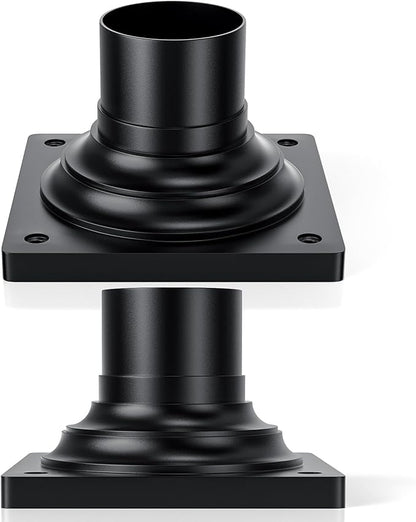 Outdoor Post Light Mounting Base 2 Packs, Matte Black Finish Traditional Base Mount, Waterproof Anti-Rust Cast Aluminum Pier Mount Base, 6" L x 6" W x 4.5" H