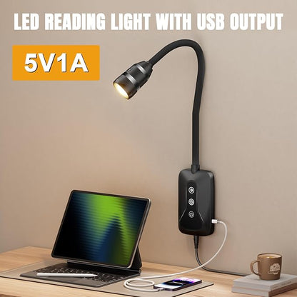2 Pack Wall Mounted Headboard Reading Light, LED Dimmable Touch Control, Ideal for Bedside, Office, or Reading (Black)