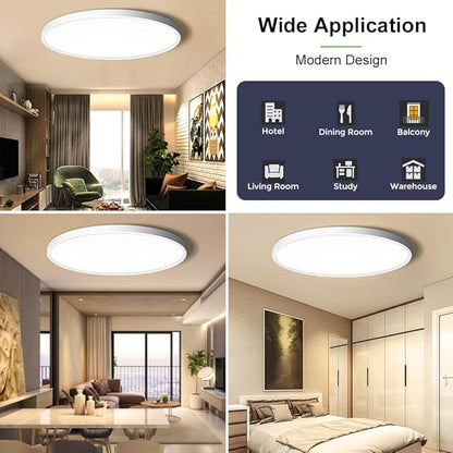 LightingWill 24 Inch LED Flush Mount Ceiling Light Fixture, 2800K Warm White, 5600LM, 45W, Flat Modern Round Lighting Fixture, 400W Equivalent White Ceiling Lamp for Kitchens, Bedrooms.etc.