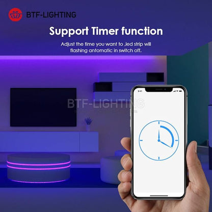 BTF-LIGHTING WS2812B WS2811 1903 Built-in Mic Music SP601E Bluetooth Controller with Dual Signal Output Ports for LED Module Pixel Strip Light Andriod iOS APP /3 Keys Button/RF Remote Control