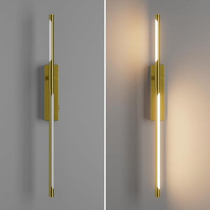 Battery Operated Wall Sconces, 1 Pack USB Rechargeable Wall Lights, Dimmable Wireless Linear Wall Lamp Indoor for Living Room, Bedroom, Hallway, Gold