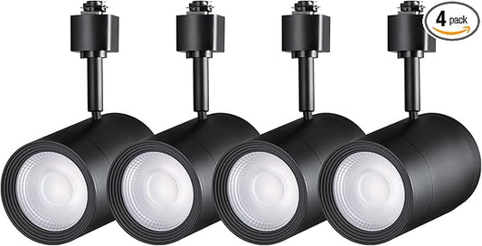 LEONLITE Retail Pro Series 17.5W LED H Track Lighting Heads, ETL Listed, Commercial Dimmable H Track Light Heads for Store Shop Restaurants, CRI90 Track Lighting, 4000K, Matte Black, Pack of 4