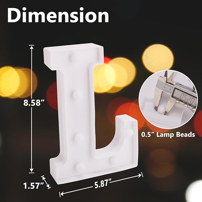 LED Marquee Sign Light Up Letters, Alphabet Light Up Letters Sign, Battery Powered LED Letter Lights for Night Light, Wedding, Birthday, Party, Christmas or Home Decor (Letter L)