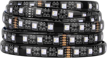 BTF-LIGHTING RGBW LED Strip Lights,UL Listed,5050 4 Colors in 1 RGB + 6000K-7000K Cool White,24V DC,16.4ft/5m 60LEDs/m 12mm Black PCB, IP65 Waterproof for Home Decoration(No Adapter or Controller)