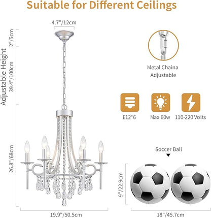 Modern Crystal Chandeliers for Dining Room, 6-Lights Chrome Round Chandelier for Entryway, Crystal Chandelier Pendant Ceiling Lighting Fixture for Living Room Bedroom Kitchen Island Foyer Staircase