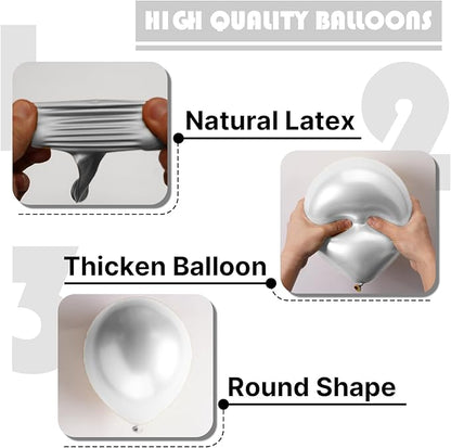 PartyWoo Silver Balloons 145 pcs Different Sizes of 18 12 10 5 Inch Silver Balloon Arch Kit Garland for Birthday Graduation Bachelorette Engagement Bridal Shower Wedding Party Decorations Silver-G102