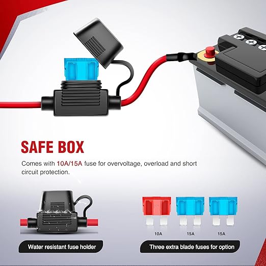 Nilight 10011W 16AWG Wiring Harness Kit-2 Leads LED Light Bar 12V On/Off 5 Pin Rocker Switch Power Relay Blade Fuse for Jeep Boat Trucks, 2 Years Warranty