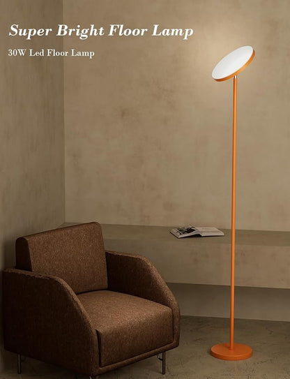 OHLUX Orange Floor Lamp, 32W/2500LM Super Bright Dimmable Sky LED Modern Torchiere Standing Lamp, LED Floor Reading Lamp with 4 Color Temperatures, Remote Touch Control, 1 Hour Timer for Living Room