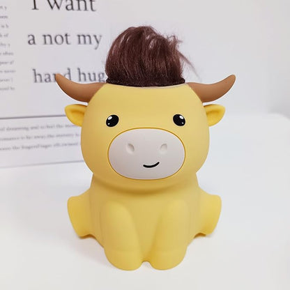 QANYI Highland Cow Night Light, Rechargeable and Dimmable Farm Animal Highland Cattle Lamp with Soft Touch,Valentines Highland Cow Decor Party Favors Cute Gifts for Adults Kids Boys Girls Women Men