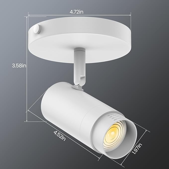 10W Zoomable 5-Color LED Ceiling Spotlight White Directional Ceiling Light Indoor Adjustable Ceiling Spot Light Fixture Dimmable Flush Mount Accent Lighting 15-60° for Kitchen 1000lm CRI90