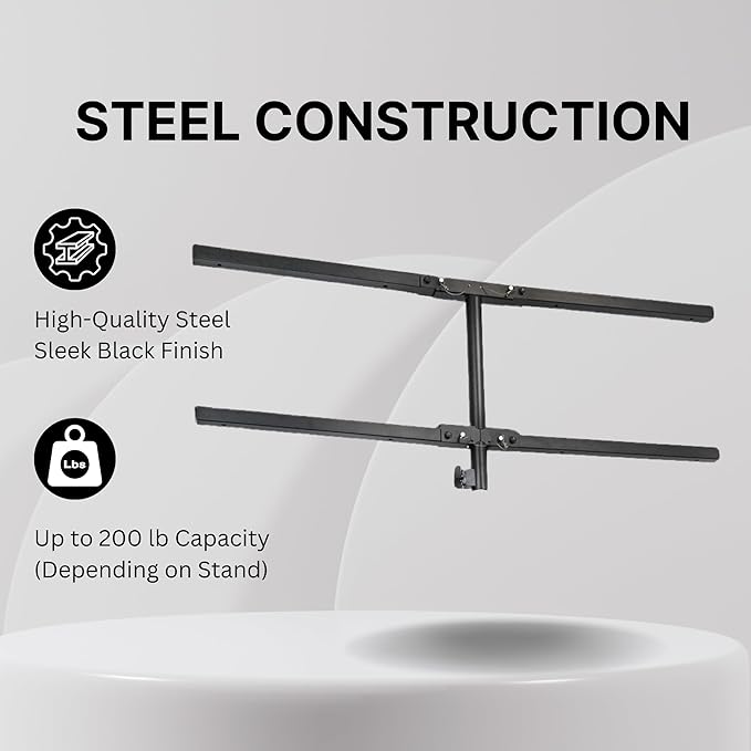 Rockville ACC-T Collapsible Tree Bar Accessory, Heavy-Duty Steel, 8 Mounting Points, 200 lb Load Capacity, 48" Wide, Includes 21" Extension Pole & Travel Bag, Perfect for DJ Lighting & Event Setups
