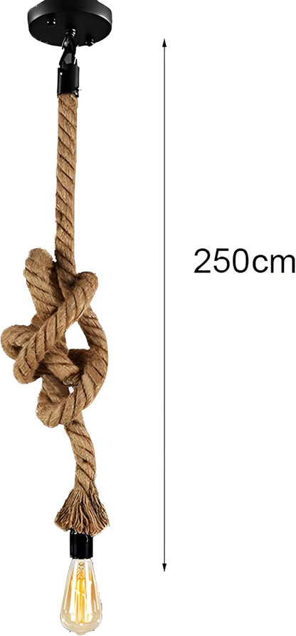 1 Head 2.5 Meter Hemp Rope Vintage Ceiling Pendant Light Lamp Fixture E26/E27 Base,Retro Style for Dining Hall Restaurant Bar Lighting(Bulb not Included)