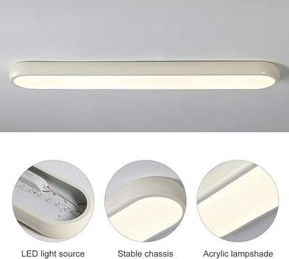 Qcyuui Dimmable LED Ceiling Light with Remote,39.4 in Long Ceiling Light Fixture,Modern Flush Mount Ceiling Lamp,Kitchen Lighting Fixtures Ceiling for Office Bedroom Hallway(Cream/48W)