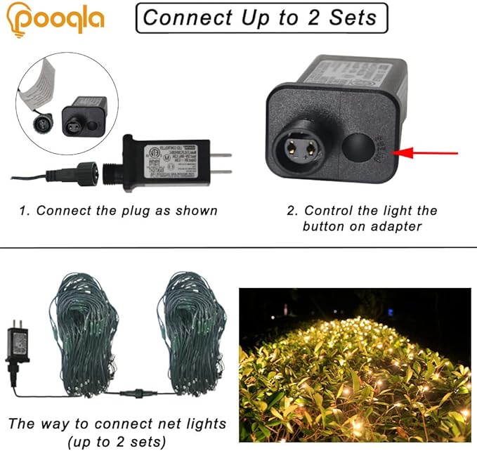 Warm White Net Lights, 360 LED Christmas Lights Outdoor, 21ft x 5ft Large Net Mesh String Lights, 8 Modes Twinkle Light Connectable Plug in for Bushes Christmas Hedge Yard Garden Party Decor