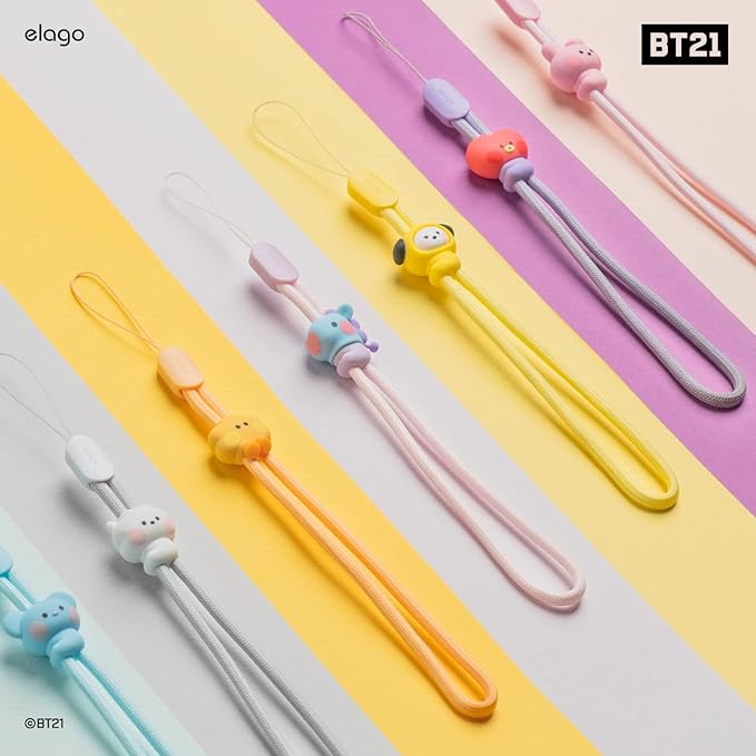elago | LINE FRIENDS BT21 [OFFICIAL MERCHANDISE] Lanyard Wrist Strap, phone charm, keychain, Anti drop, Adjustable Button
