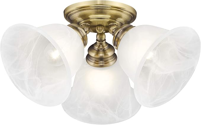 Livex Lighting 1358-01 Essex Ceiling Mount, Antique Brass