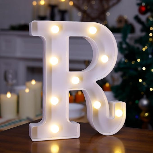 LED Marquee Sign Light Up Letters, Alphabet Light Up Sign, Battery Powered LED Letter Lights for Night Light, Wedding, Birthday, Party, Christmas or Home Decor (R)