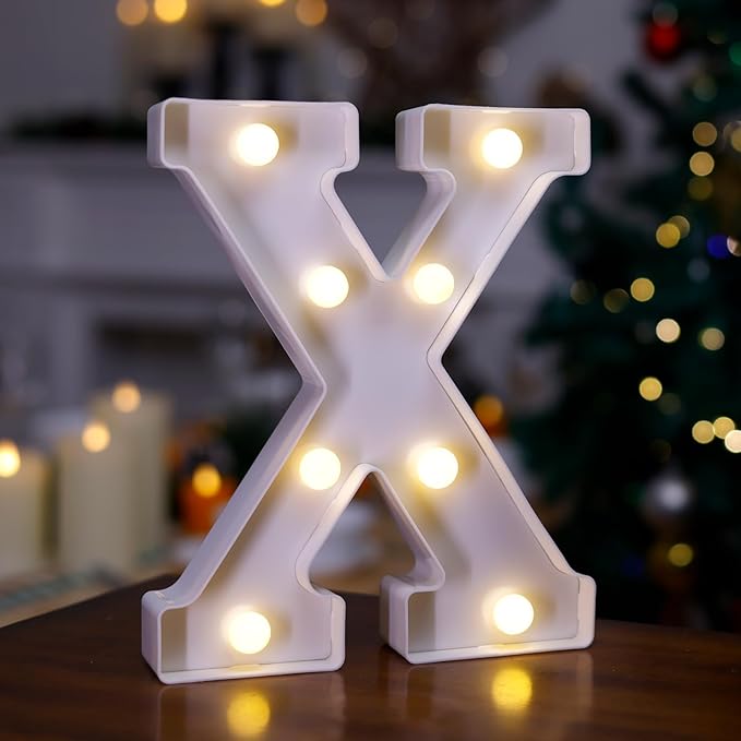 LED Marquee Sign Light Up Letters, Alphabet Light Up Letters Sign, Battery Powered LED Letter Lights for Night Light, Wedding, Birthday, Party, Christmas or Home Decor (Letter X)
