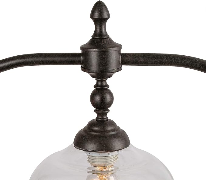 LOG BARN Dining Room Light Fixture Hanging, Farmhouse Chandelier in Rustic Black Metal with Clear Glass Shades, Adjustable Chains, Pendant for Kitchen Island