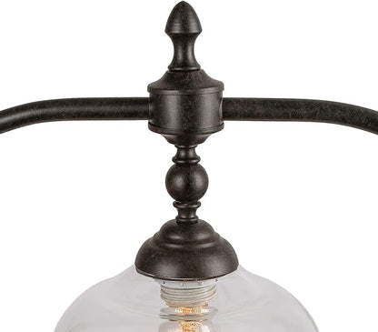 LOG BARN Dining Room Light Fixture Hanging, Farmhouse Chandelier in Rustic Black Metal with Clear Glass Shades, Adjustable Chains, Pendant for Kitchen Island