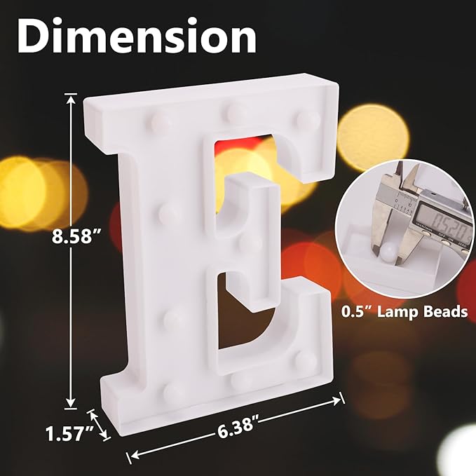 LED Marquee Sign Light Up Letters, Alphabet Light Up Letters Sign, Battery Powered LED Letter Lights for Night Light, Wedding, Birthday, Party, Christmas or Home Decor (Letter E)