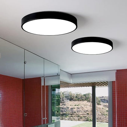 LED Ceiling Light Fixture,16 Inch Modern Round Recessed Ceiling Lights,Dimmable Light,Black 24W Close to Ceiling Lighting Flush Mount Living Room Bedroom,3000K-6000K