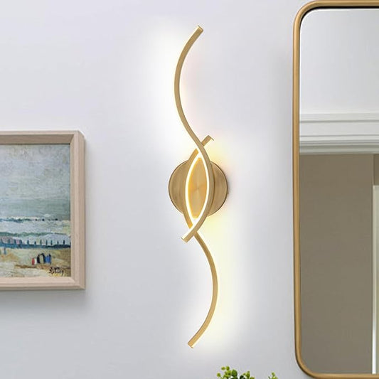 EDISLIVE 24 Inch Gold LED Vanity Light, 15W Dimmable Modern Wall Sconce, 3000K Warm White Linear Fixture with Acrylic Strip Shade for Bathroom Mirror Bedroom Makeup