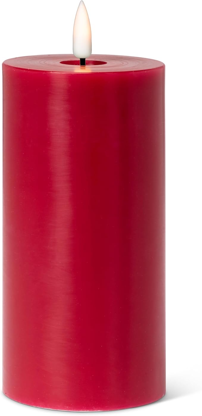 Abbott Collection Wax LED Flameless Pillar Candle - Red (3x6 H)