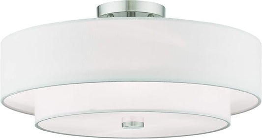 Livex Lighting, 51045-91, Meridian, Cieling Mount, 4 Light, Brushed Nickel