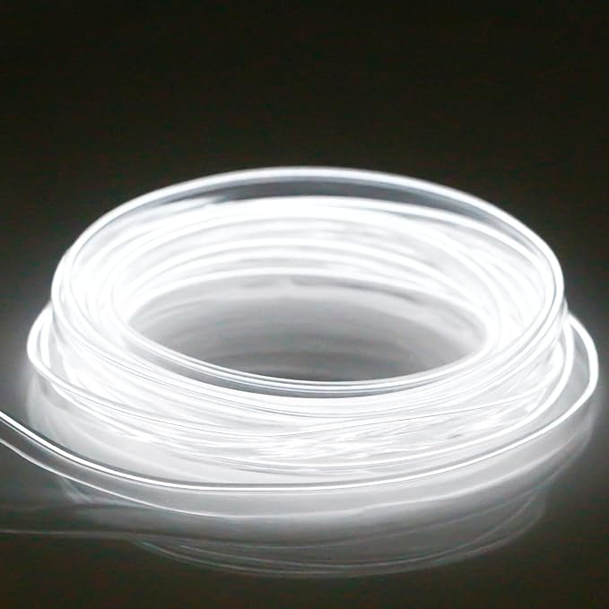 El Wire Lights - White Neon Car Interior Led Strip Light, 16FT/5M USB 5V for Car, Garden, Party Decoration