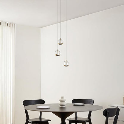 3-Light Gold Glass Globe Chandelier, Modern Bubble Glass Cluster Pendant Lights for Kitchen Island & Dining Room Light Fixture & Foyer Chandelier, Warm White 3000K, LED 1175 lm, Ø 9.8 in