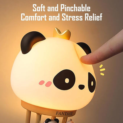 Hot Air Balloon Rechargeable Night Light, Safe Soft Silicone Material, 3 Brightness Levels, Tap Control, Warm Light, Toddler Sleeping Lamp, Bedroom Night Lamp, Gift for Baby and Kid (Bunny)