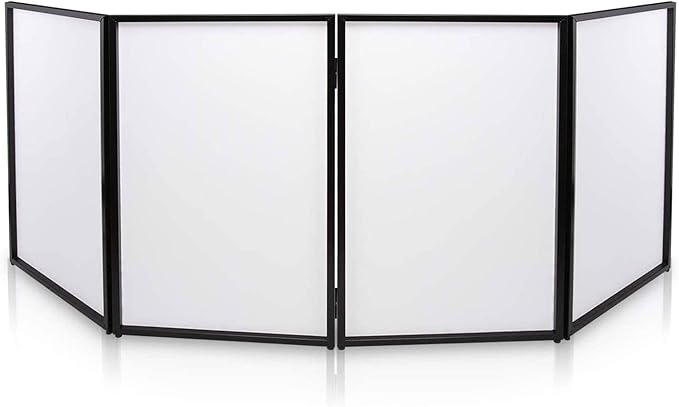 Pyle DJ Booth Foldable Cover Screen - Portable Event Facade Front Board Video Light Projector Display Scrim Panel with Folding Steel Frame Panel Stand, Stretchable Lycra Spandex - PDJFAC10 (White)