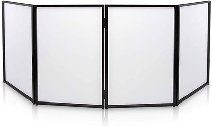 Pyle DJ Booth Foldable Cover Screen - Portable Event Facade Front Board Video Light Projector Display Scrim Panel with Folding Steel Frame Panel Stand, Stretchable Lycra Spandex - PDJFAC10 (White)