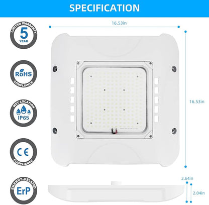 100W LED Canopy Light Fixture,HID/HPS Replacement, LED Shop Light, 5700K, AC100-277V, IP65 Waterproof,Canopy Light Outdoor for Gas Station,Warehouse (100W)