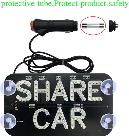 LED Car Sign Decor, Decal Stickers With Suction Cups, Flashing Hook on Window, Light With Cigarette Lighter Power Interface - Red