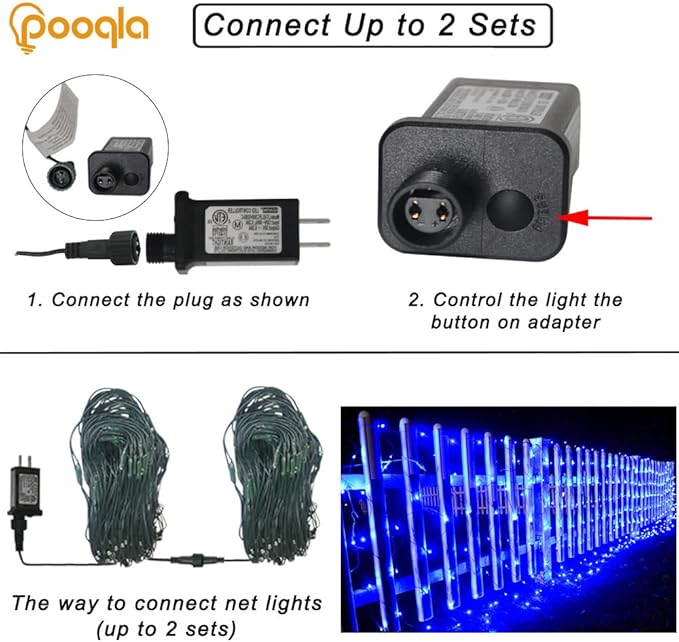 Blue Net Lights, 360 LED Christmas Net Lights Outdoor, 21ft x 5ft Large Net Mesh String Lights, 8 Modes Twinkle String Lights Connectable Plug in for Bushes Christmas Hedge Yard Garden Party Decor