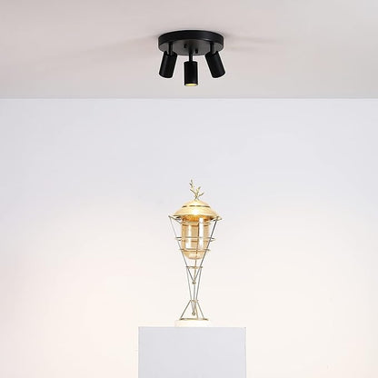 Shura - Round 3-Light Black Integrated LED Ceiling Light w/ Rotatable Heads, Adjustable Flush Mount Ceiling Light, 3000K, 1365 Lumens