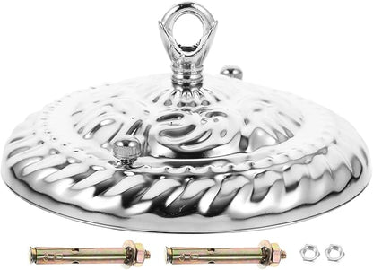 5.9 Inch Chandelier Mounting Kit, Heavy Duty Iron Ceiling Canopy Plate with Closed Hook Redesigned Bow Bracket, Vintage Light Canopy Replacement for Pendant Swag Lamp DIY Lighting (Bronze)