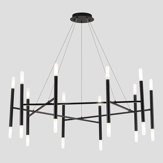 Modern Black Chandelier 56" Circle Round Light Fixture Large Dining Room Metal Chandelier Over Table 20 Light Contemporary Chandeliers Lights for Living Room Master Bedroom Foyer, G9