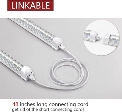 8 Pack T8 led Shop Lights 4ft, 40W 5200LM 5000K Shop Light, Linkable LED Shop Lights for Garage, Workshop, Warehouse, Basement, Clear Cover