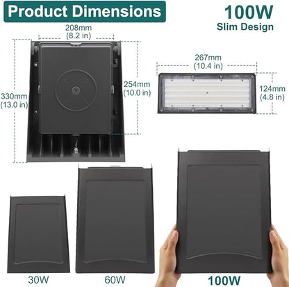 kadision 100W LED Wall Pack Light with Dusk-to-Dawn Photocell, 0-90° Adjustable Full Cutoff Outdoor Wall Light for House Yard Garage, 13000lm 5000K Daylight 100-277V ETL Listed