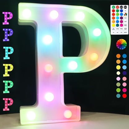 LED Marquee Letter Lights, 18 Colors Changing Light Up Letters with Remote, RGB Alphabet Letters Sign for Girls Boys Gift Birthday Party Night Light Bedroom Wedding Christmas Decor-Colorful P